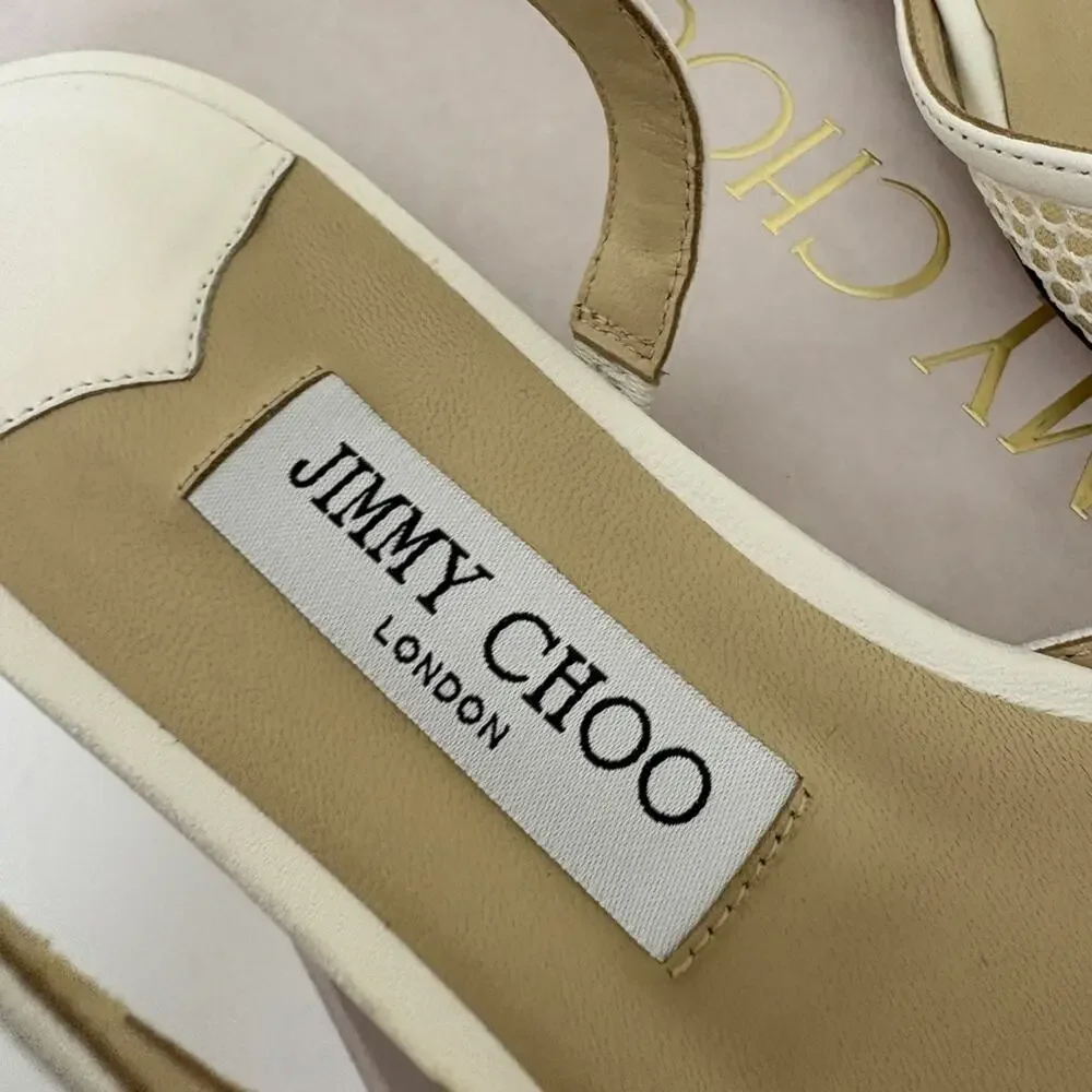 Jimmy Choo White Mesh Pointed-Toe Slingback flats 39.5 - Picture 3 of 5
